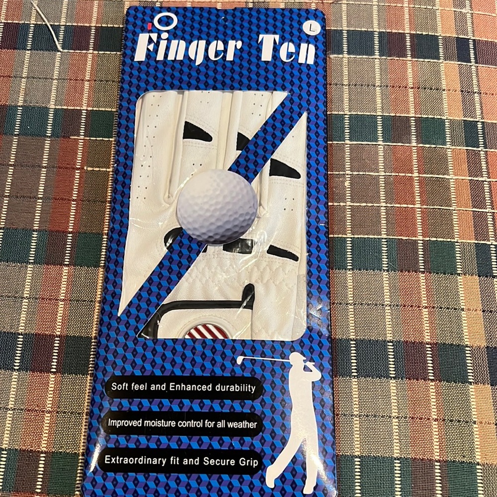 Finger Ten golf white glove size L right handed new